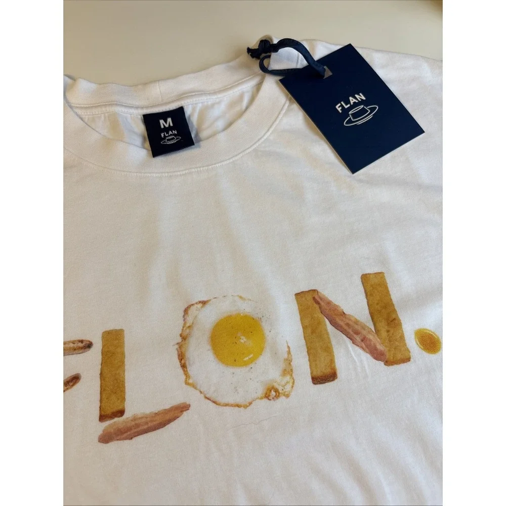 FLAN LABS Bacon Fried Egg‎ & French Toast Stix Graphic T-shirt Unisex MED Oversz